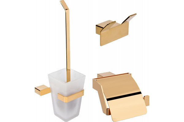 Набор DEKOR BANYO SS 304 Gold, Ершик + Держатель туалетной бумаги + Крючок