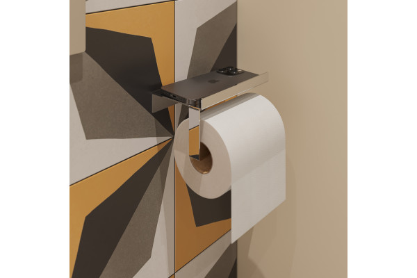 Держатель туалетной бумаги DEKOR BANYO SS 304, хром, с полкой для телефона