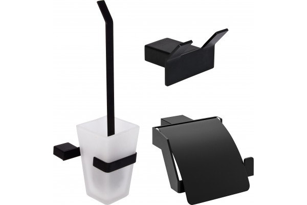 Набор DEKOR BANYO SS 304 Black, Ершик + Держатель туалетной бумаги + Крючок