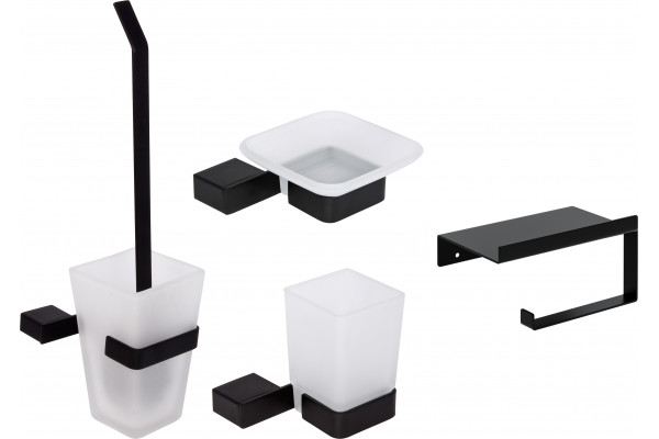 Набор DEKOR BANYO SS 304 Black, Мыльница + Стакан + Ершик + Держатель туалетной бумаги