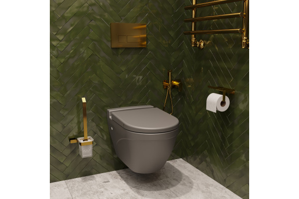 Держатель туалетной бумаги DEKOR BANYO SS 304 Gold, золотой, с полкой для телефона
