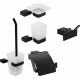 Набор DEKOR BANYO SS 304 Black, Мыльница + Стакан + Ершик + Держатель туалетной бумаги + Крючок