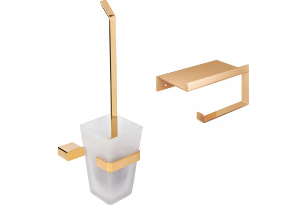 Набор DEKOR BANYO SS 304 Gold, Ершик + Держатель туалетной бумаги