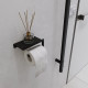 Держатель туалетной бумаги DEKOR BANYO SS 304 Black, черный, с полкой для телефона