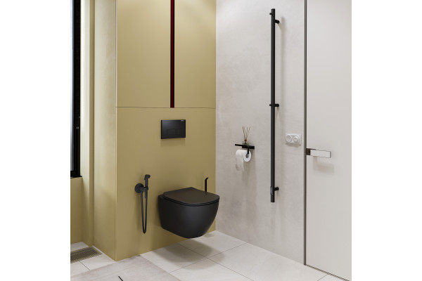 Держатель туалетной бумаги DEKOR BANYO SS 304 Black, черный, с полкой для телефона