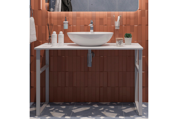 Консоль DIWO Элиста 120 белый мрамор, с раковиной Moduo 55 Leaf