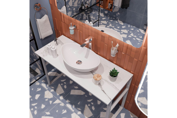 Консоль DIWO Элиста 120 белый мрамор, с раковиной Moduo 55 Leaf