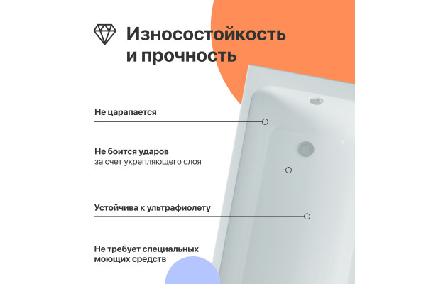 Акриловая ванна DIWO Переславль 160x70 см, с каркасом