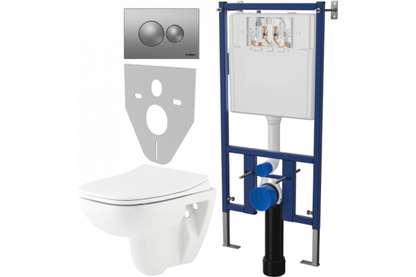 Комплект Унитаз подвесной Seramiksan Petite + Крышка AG50006 с микролифтом + Инсталляция DIWO + Кнопка 7311 хром матовый
