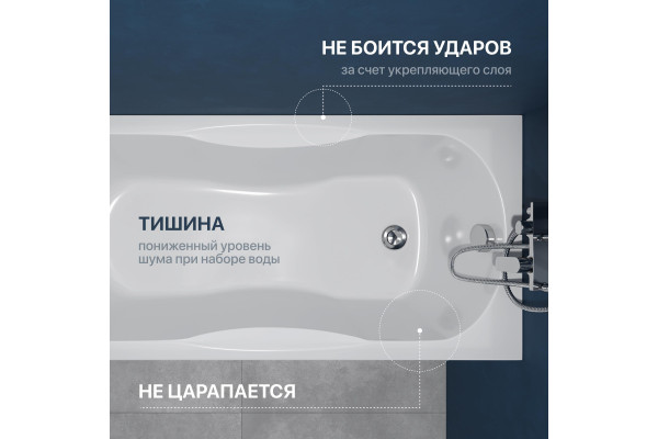 Акриловая ванна DIWO Ярославль 160x70 см, с ножками