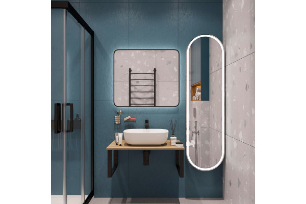 Столешница с раковиной DIWO Элиста 80 светлое дерево, с раковиной Moduo 50 Square