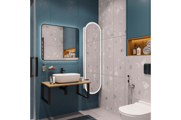 Столешница с раковиной DIWO Элиста 80 светлое дерево, с раковиной Moduo 50 Square