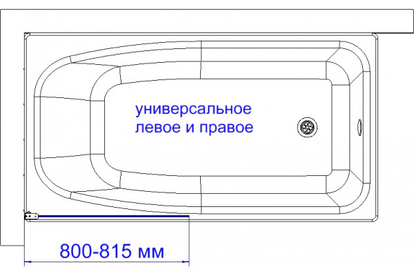 Шторка на ванну DIWO Коломна 4GW007 распашная, 80x150