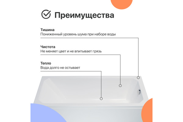Акриловая ванна DIWO Элиста 180x80 см, с каркасом