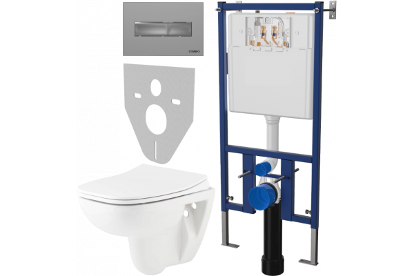 Комплект Унитаз подвесной Seramiksan Petite + Крышка AG50006 с микролифтом + Инсталляция DIWO + Кнопка 7321 хром матовый