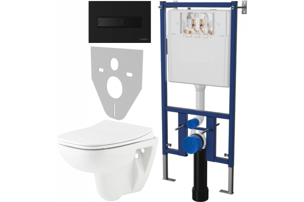 Комплект Унитаз подвесной Seramiksan Petite + Крышка AG50006 с микролифтом + Инсталляция DIWO + Кнопка 7323 черная матовая