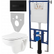 Комплект Унитаз подвесной Seramiksan Petite + Крышка AG50006 с микролифтом + Инсталляция DIWO + Кнопка 7323 черная матовая
