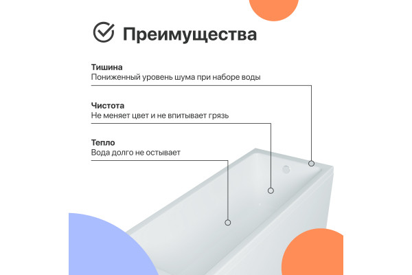 Акриловая ванна DIWO Казань 170x70 см, с ножками