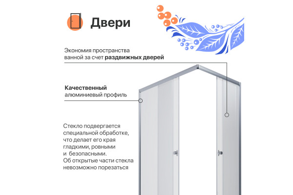 Душевой уголок DIWO Углич 120х80 профиль хром глянец