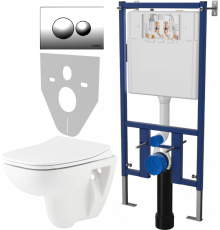Комплект Унитаз подвесной Seramiksan Petite + Крышка AG50006 с микролифтом + Инсталляция DIWO + Кнопка 7312 хром
