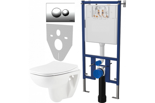 Комплект Унитаз подвесной Seramiksan Petite + Крышка AG50006 с микролифтом + Инсталляция DIWO + Кнопка 7312 хром
