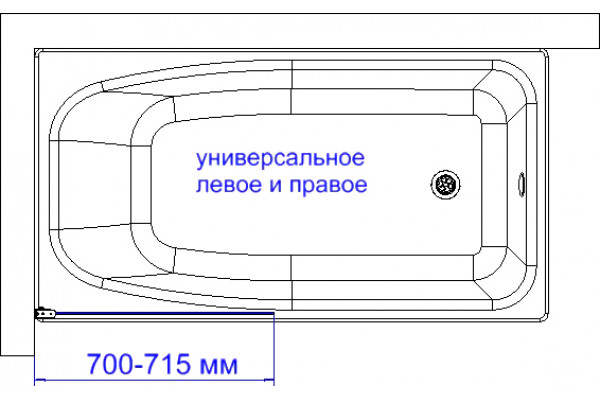 Шторка на ванну DIWO Коломна 4GW006 распашная, 70x150