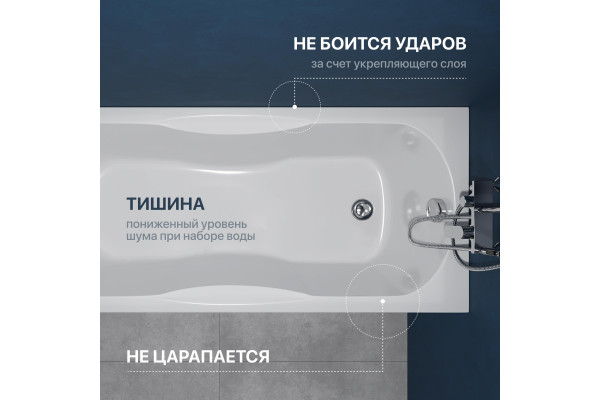 Акриловая ванна DIWO Ярославль 170x70 см, с ножками