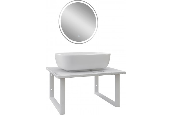 Мебель для ванной DIWO Элиста 60 белый мрамор, с раковиной Moduo 50 Square