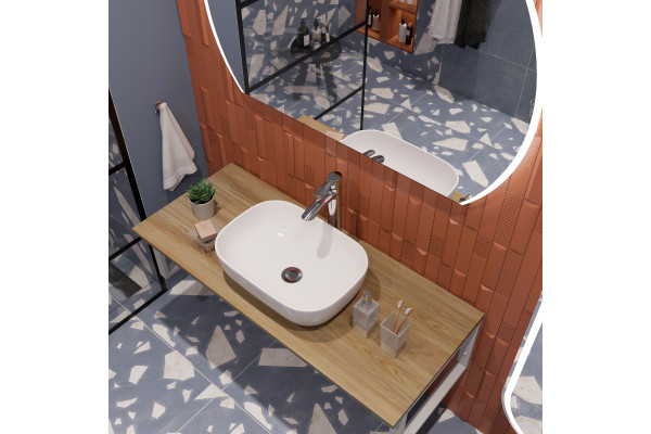 Столешница с раковиной DIWO Элиста 120 светлое дерево, с раковиной Moduo 50 Square