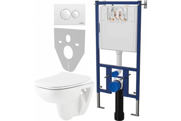 Комплект Унитаз подвесной Seramiksan Petite + Крышка AG50006 с микролифтом + Инсталляция DIWO + Кнопка 7310 белая