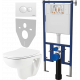 Комплект Унитаз подвесной Seramiksan Petite + Крышка AG50006 с микролифтом + Инсталляция DIWO + Кнопка 7310 белая