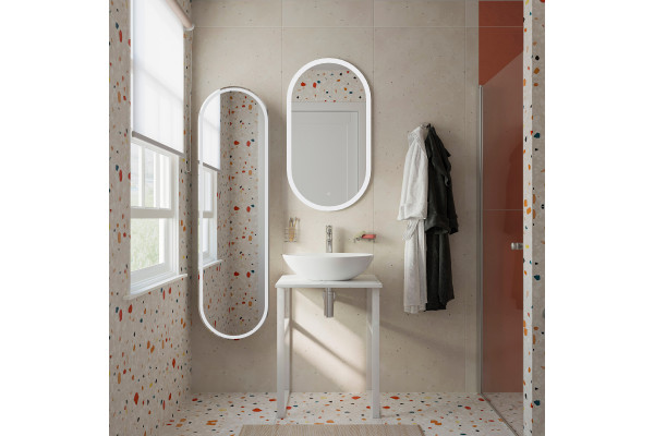 Консоль DIWO Элиста 60 белый мрамор, с раковиной Moduo 55 Leaf