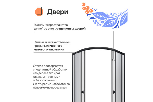Душевой уголок DIWO Псков 90x90 профиль черный матовый