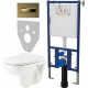 Комплект Унитаз подвесной Seramiksan Petite + Крышка AG50006 с микролифтом + Инсталляция DIWO + Кнопка 7325 золотая