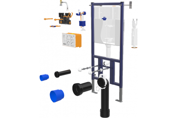 Комплект Унитаз подвесной Seramiksan Petite + Крышка AG50006 с микролифтом + Инсталляция DIWO + Кнопка 7325 золотая