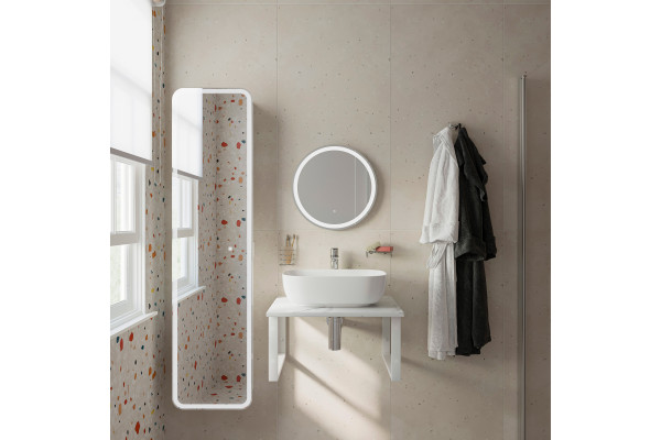 Столешница с раковиной DIWO Элиста 60 белый мрамор, с раковиной Moduo 50 Square