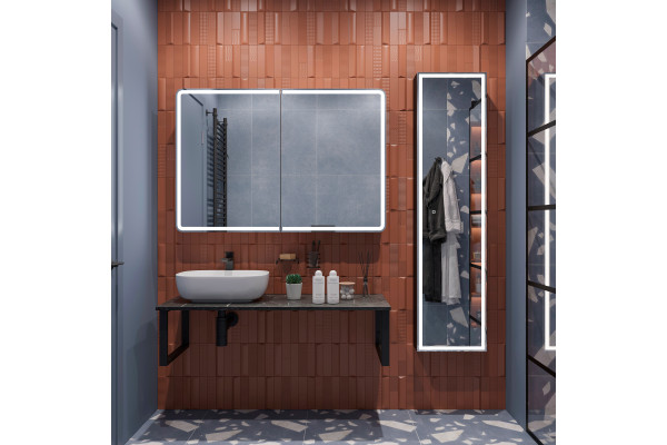 Мебель для ванной DIWO Элиста 120 чёрный мрамор, с раковиной Moduo 50 Square (комплект, гарнитур)