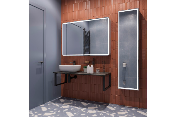 Мебель для ванной DIWO Элиста 120 чёрный мрамор, с раковиной Moduo 50 Square (комплект, гарнитур)