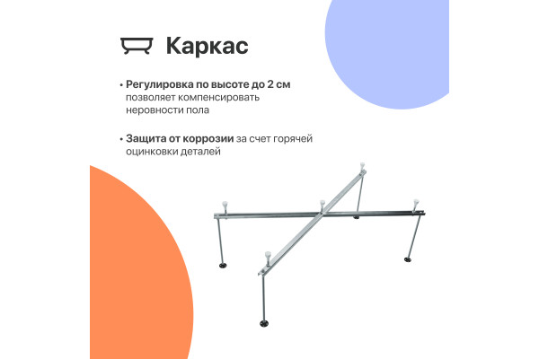 Акриловая ванна DIWO Казань 160x70 см, с каркасом