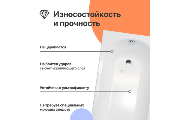 Акриловая ванна DIWO Углич 150x70 см, с ножками