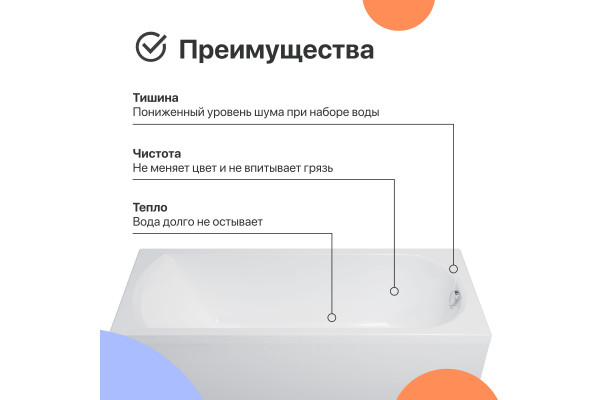 Акриловая ванна DIWO Углич 150x70 см, с ножками