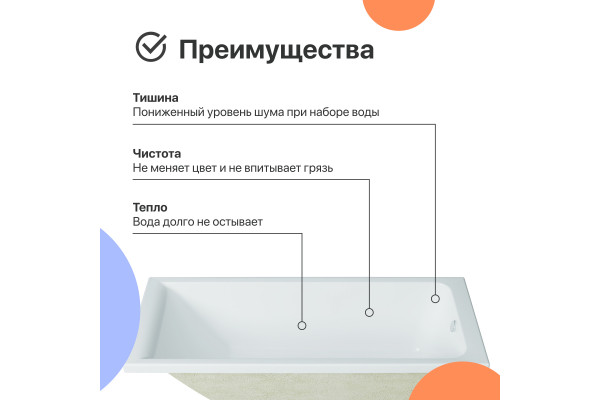 Акриловая ванна DIWO Переславль 170x70 см, с каркасом