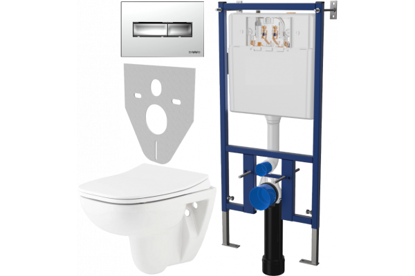 Комплект Унитаз подвесной Seramiksan Petite + Крышка AG50006 с микролифтом + Инсталляция DIWO + Кнопка 7322 хром