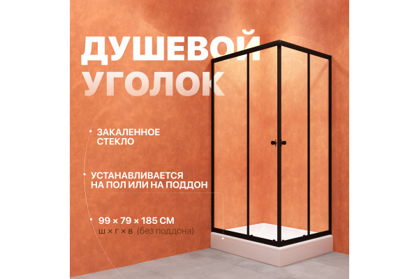 Душевой уголок DIWO Углич 100х80, профиль черный матовый