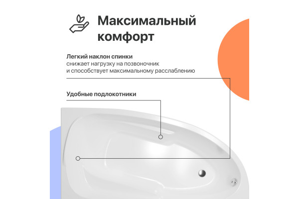 Акриловая ванна DIWO Валдай L 150x95 см, угловая, с каркасом, асимметричная