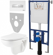 Комплект Унитаз подвесной Seramiksan Petite + Крышка AG50006 с микролифтом + Инсталляция DIWO + Кнопка 7320 белая