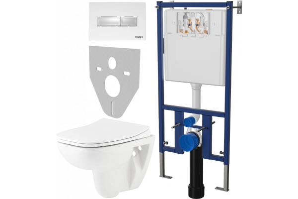 Комплект Унитаз подвесной Seramiksan Petite + Крышка AG50006 с микролифтом + Инсталляция DIWO + Кнопка 7320 белая