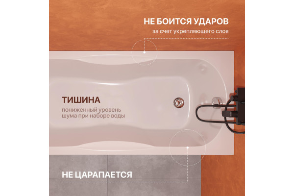 Акриловая ванна DIWO Ярославль 170x70 см, с каркасом