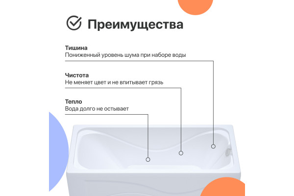 Акриловая ванна DIWO Самара 165x70 см, с ножками
