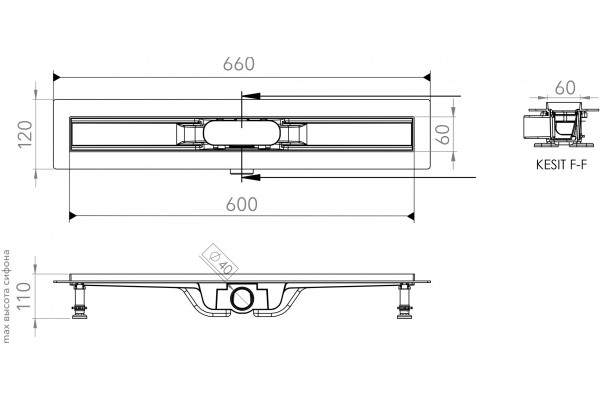Комплект Душевой уголок DIWO Псков 90x90 профиль хром глянец + Лоток CK DRAIN AQPL10-60 Stick 60 см, с сухим затвором, из нержавеющей стали, с решеткой, прямоугольный